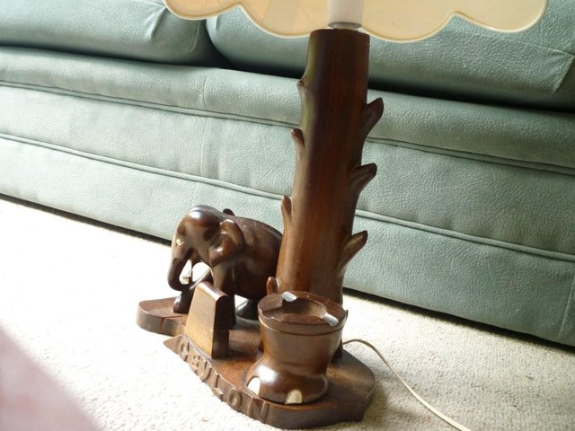 Image 2 of Carved Elephant table lamp