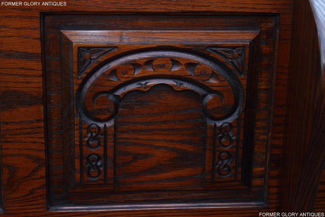Image 11 of OLD CHARM TUDOR OAK MONKS BENCH SETTLE ARMCHAIR TABLE STAND