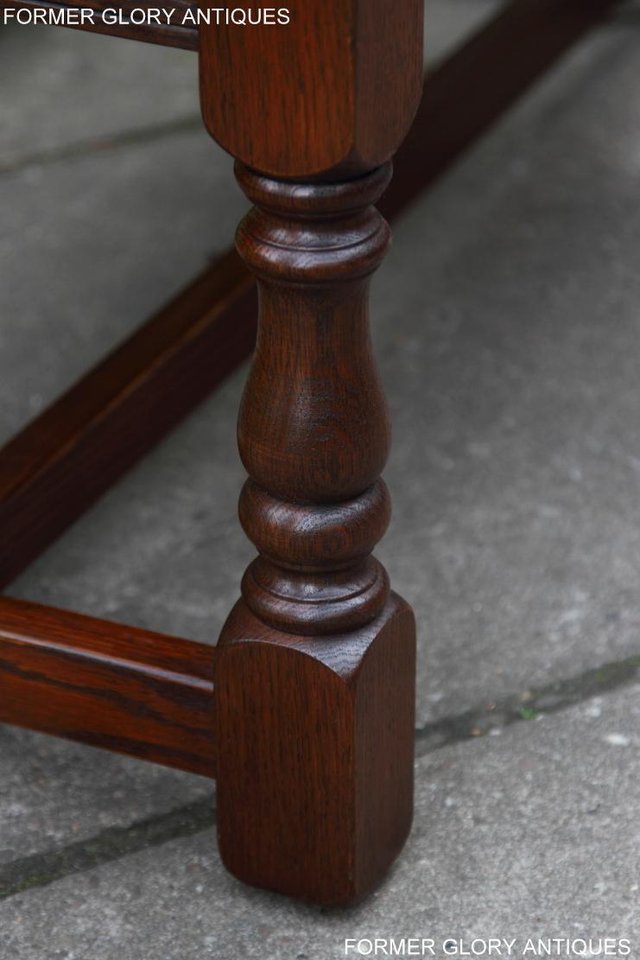 Image 12 of OLD CHARM TUDOR OAK MONKS BENCH SETTLE ARMCHAIR TABLE STAND
