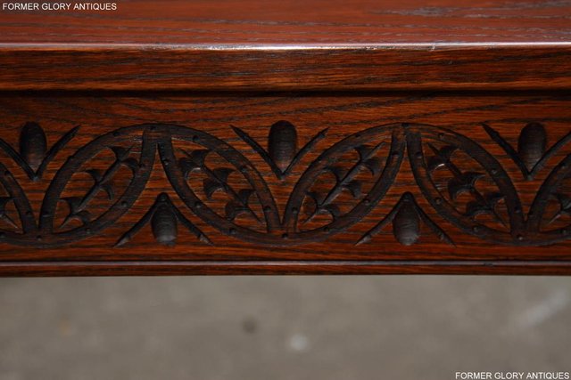 Image 13 of OLD CHARM TUDOR OAK MONKS BENCH SETTLE ARMCHAIR TABLE STAND