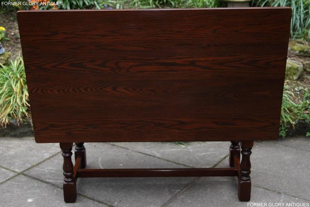 Image 17 of OLD CHARM TUDOR OAK MONKS BENCH SETTLE ARMCHAIR TABLE STAND