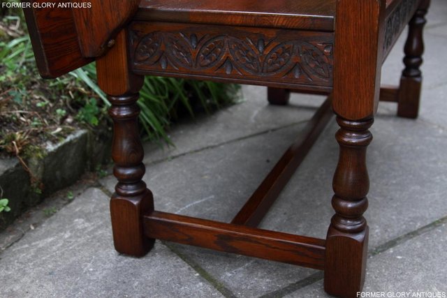 Image 29 of OLD CHARM TUDOR OAK MONKS BENCH SETTLE ARMCHAIR TABLE STAND