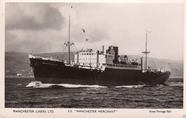 Preview of the first image of S.S. MANCHESTER MERCHANT ORIGINAL POSTCARD.