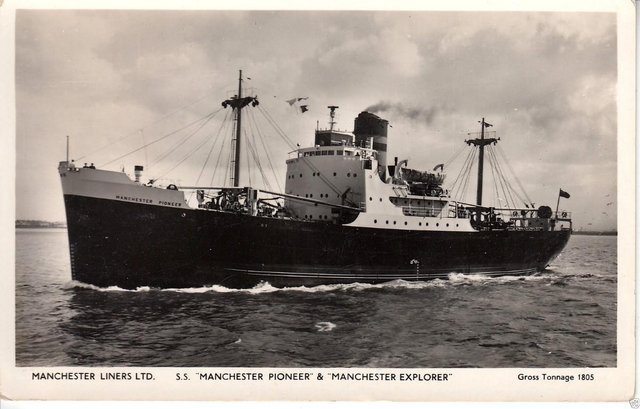 Preview of the first image of S S MANCHESTER PIONEER & EXPLORER ORIGINAL POSTCARD.
