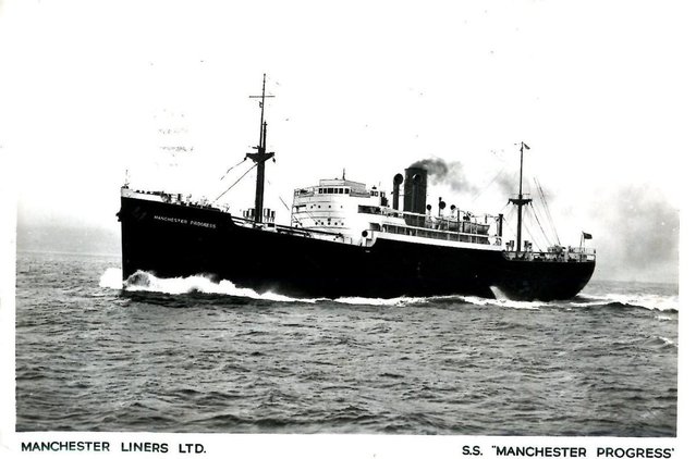 Preview of the first image of S. S. MANCHESTER PROGRESS ORIGINAL POSTCARD.