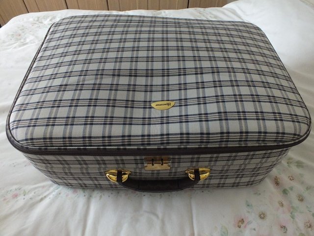 Preview of the first image of Brown & Beige Check Suitcase (New).