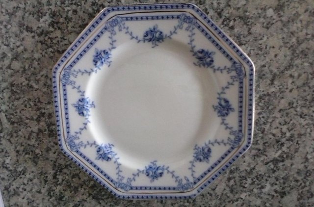 Image 3 of A set of six sandwich or cake plates and a serving tray.