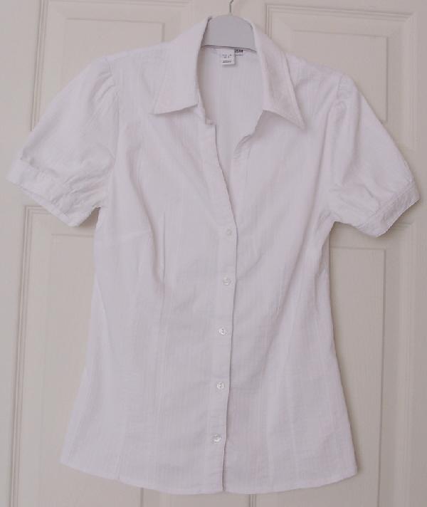 Preview of the first image of Ladies White Short Sleeve Blouse By H&M - Sz EUR 38/US 8.