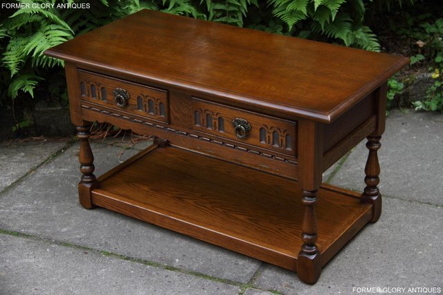 Image 2 of OLD CHARM LIGHT OAK COFFEE TABLE LAMP TV STAND