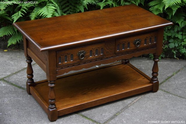 Image 3 of OLD CHARM LIGHT OAK COFFEE TABLE LAMP TV STAND
