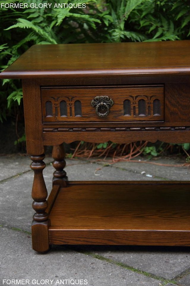 Image 8 of OLD CHARM LIGHT OAK COFFEE TABLE LAMP TV STAND