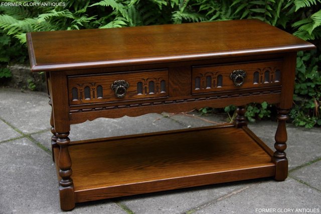 Image 12 of OLD CHARM LIGHT OAK COFFEE TABLE LAMP TV STAND