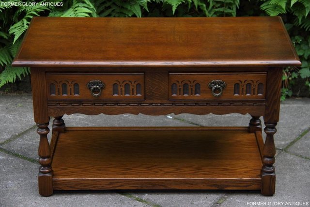 Image 35 of OLD CHARM LIGHT OAK COFFEE TABLE LAMP TV STAND