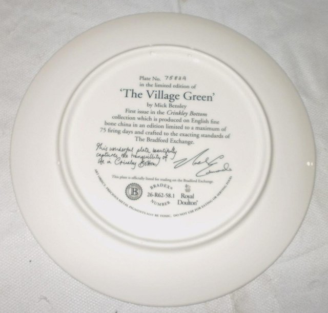 Image 2 of ROYAL DOULTON  PLATE THE VILLAGE GREEN CRINKLEY BOttom