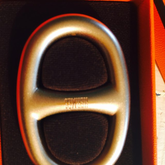 Preview of the first image of Hermes Scarf ring in original box.