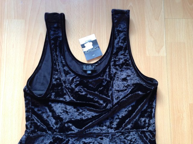 Image 2 of Topshop black velvet dress size 16