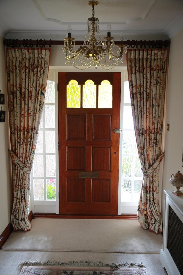 Image 2 of Pair of Curtains with tiebacks & wooden pole