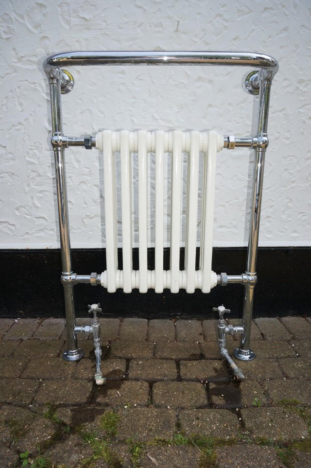Image 2 of White Enamel Victorian Style Radiator with Towel Rail