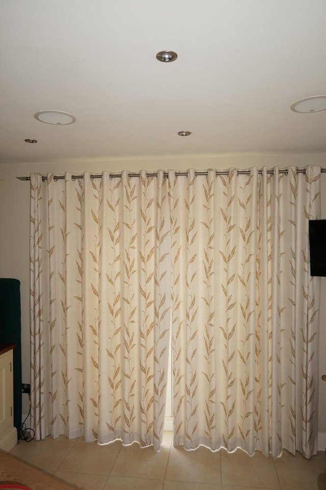 Image 2 of Two lined curtains with pole