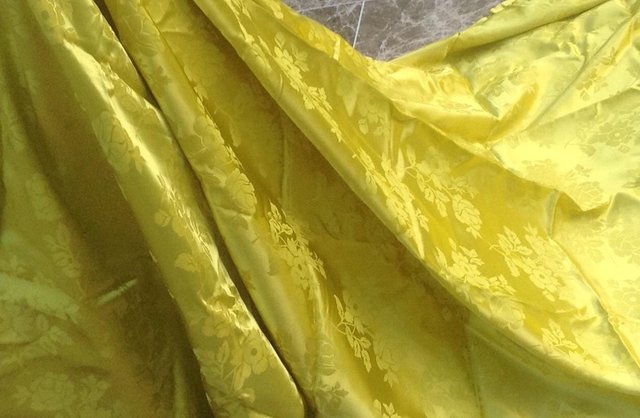Preview of the first image of Piece of fabric natural silk gold-yellow colour  240 long an.