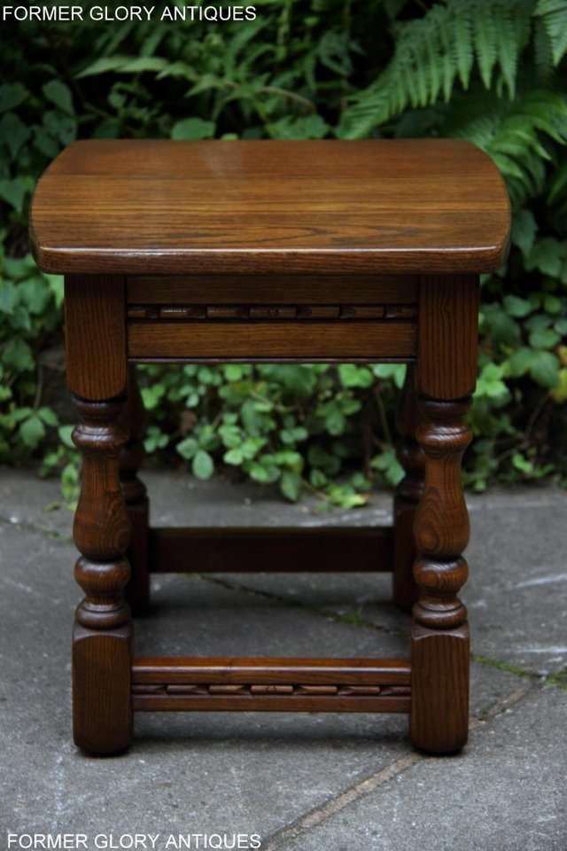 Image 21 of AN OLD CHARM LIGHT OAK NEST OF THREE SIDE END COFFEE TABLES