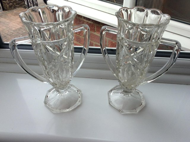 Preview of the first image of Vintage Matching Glass Vases.