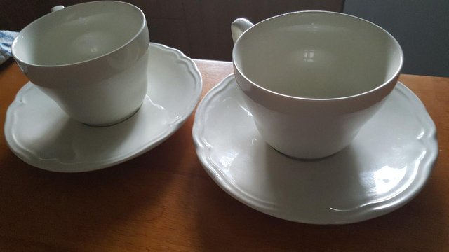 Preview of the first image of Set of two large Cups and saucers from IKEA in cream.