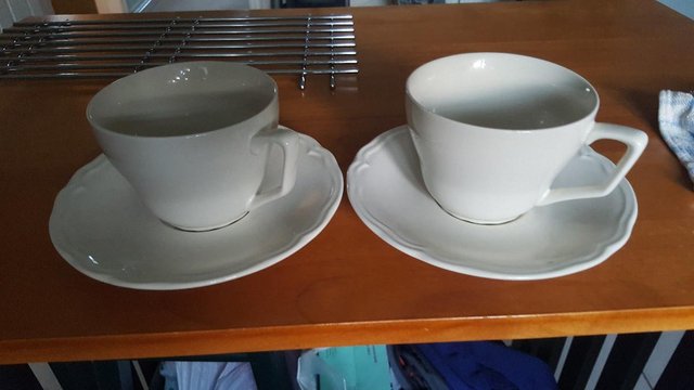 Image 3 of Set of two large Cups and saucers from IKEA in cream