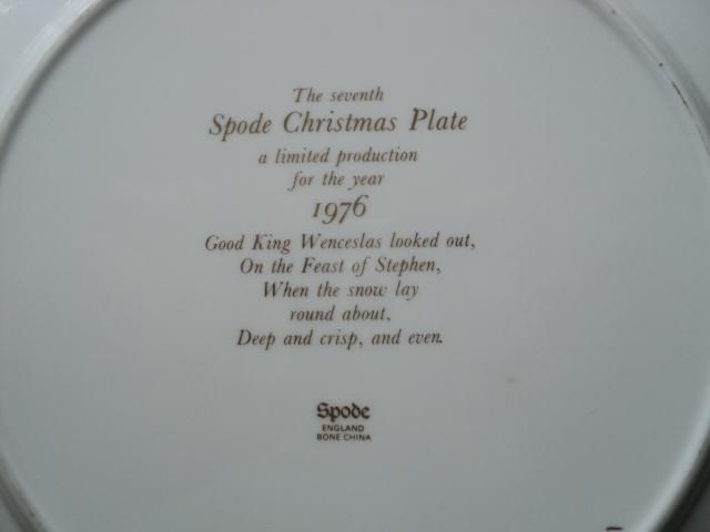 Image 3 of Collectors Plate: Spode Christmas 1976