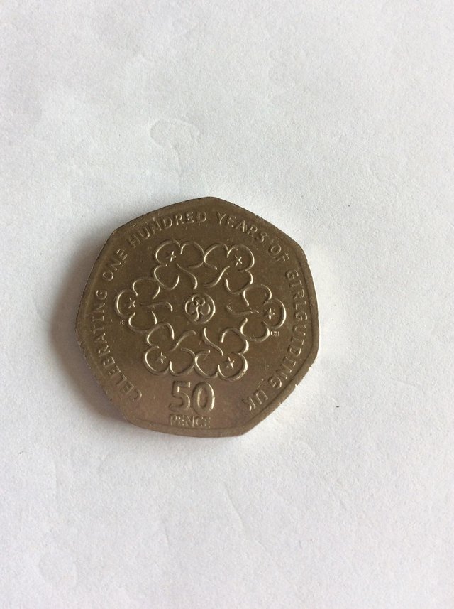 Preview of the first image of Rare 50p coin Hundred Years of GirlGuides.