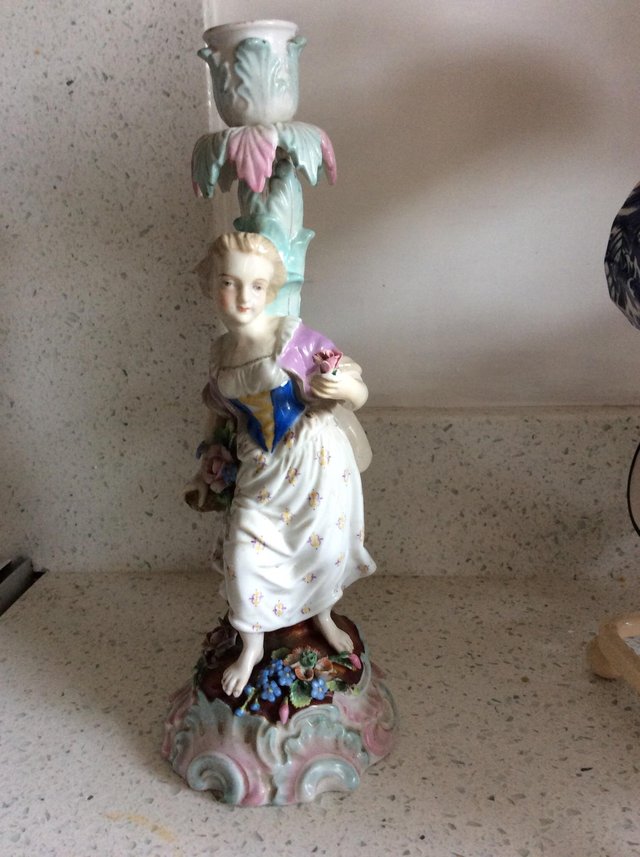 Preview of the first image of Antique porceline candle holder.