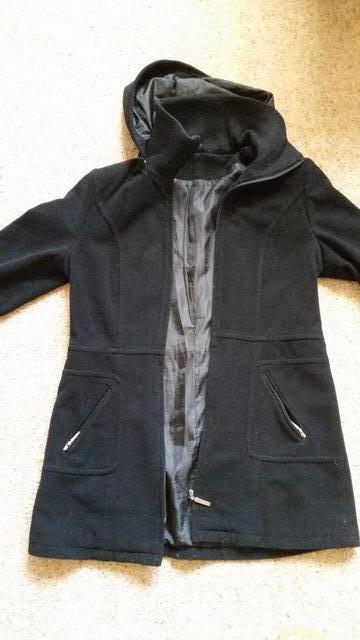 Preview of the first image of Ladies black coat Size 12-14.