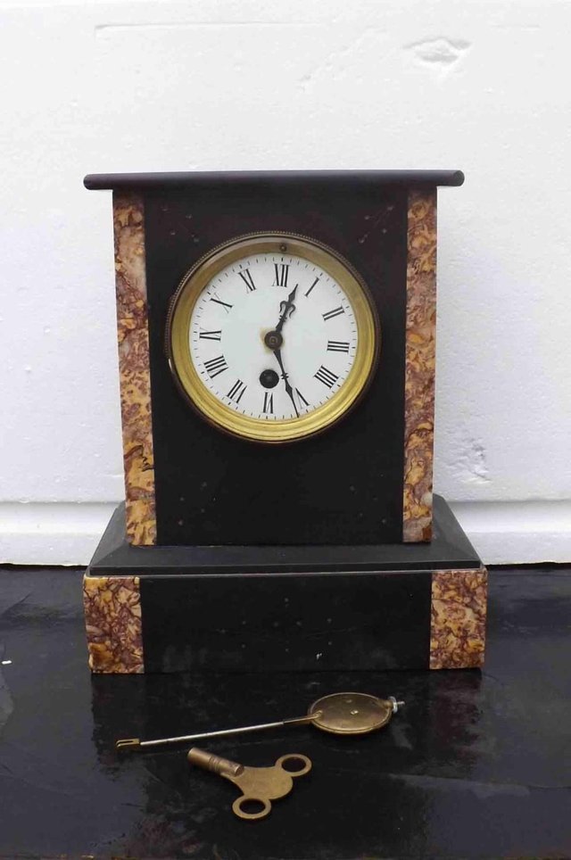 Preview of the first image of antique mantle clock slate & marble.