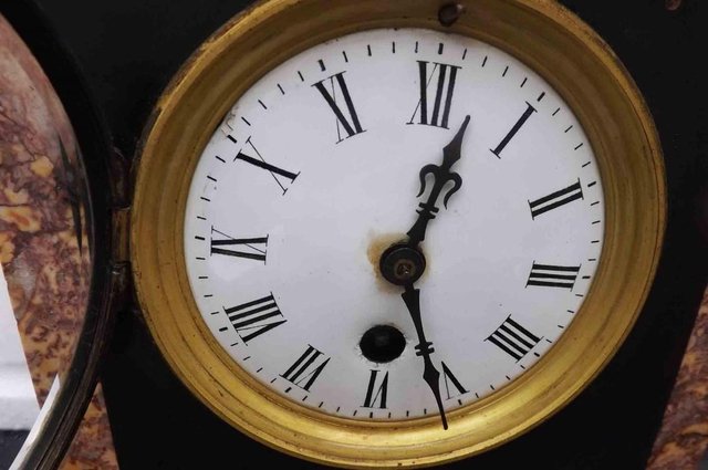 Image 5 of antique mantle clock slate & marble