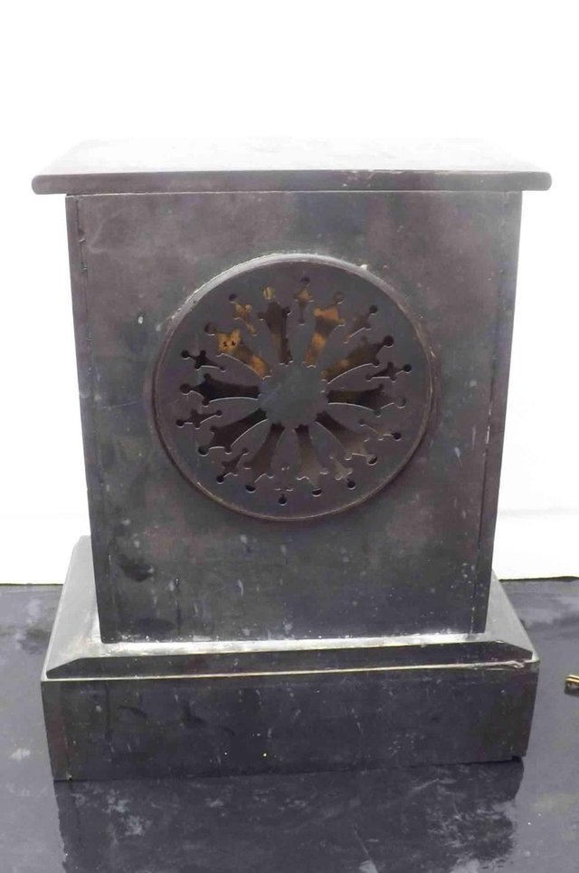 Image 6 of antique mantle clock slate & marble