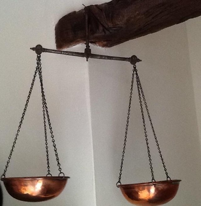 Preview of the first image of Antique copper balancing hanging scale.