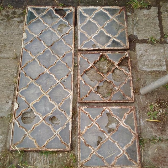 Preview of the first image of 4 Victorian OrnateCast Iron Window Light Inserts Mid Norfolk.