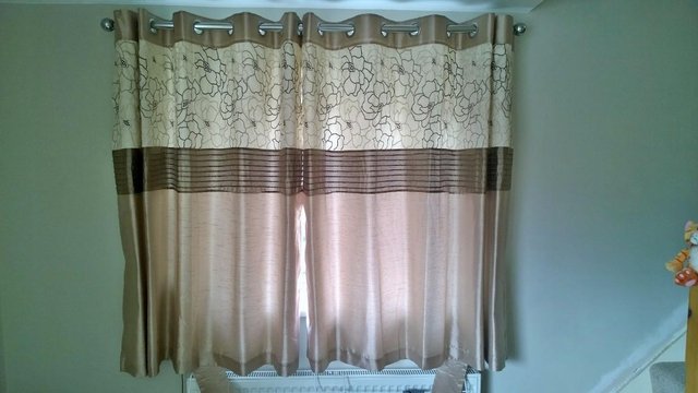 Image 2 of Dunelm Curtains x3, Tie Backs and Cushions