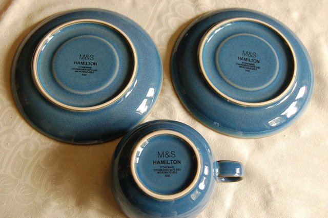 Image 3 of M & S Hamilton' Cup & 2 Saucers to 'Near Match' Denby Azure.