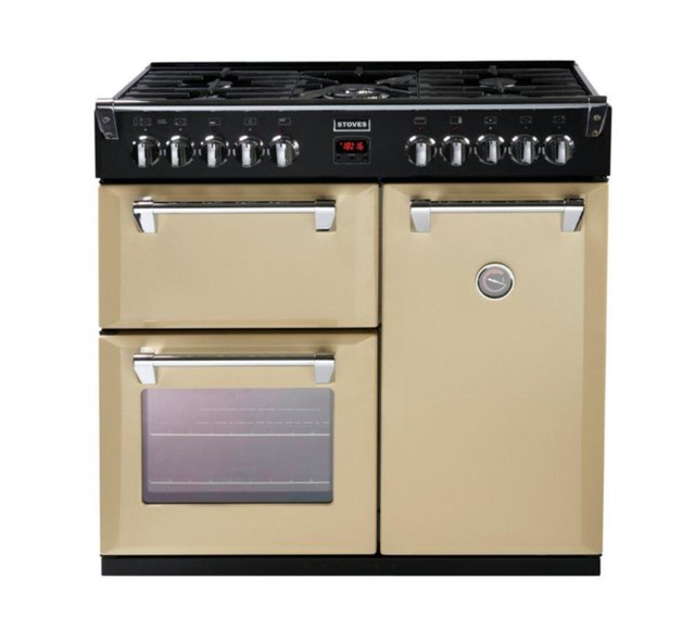 Preview of the first image of STOVES RICHMOND 900DFT CHAMPAGNE DUAL FUEL RANGE COOKER-NEW-.