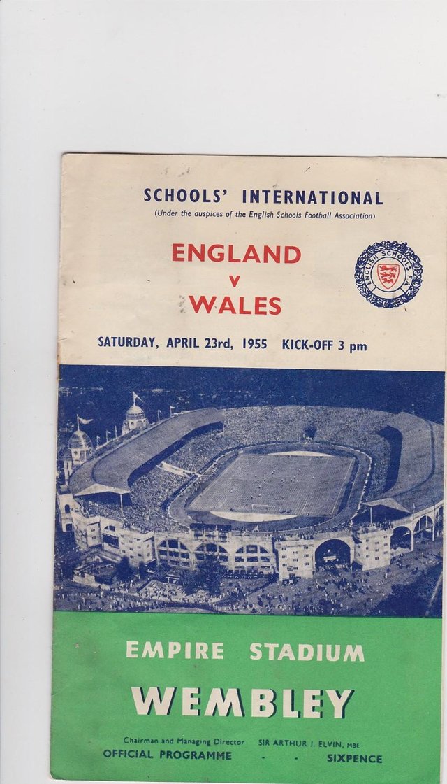 Preview of the first image of England v Wales schools  April 23rd 1955 football programme.