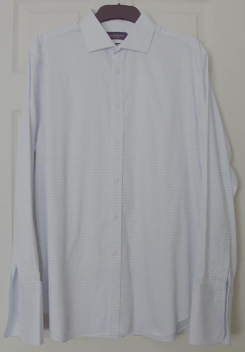 Preview of the first image of Mens Pale Blue Check shirt by Osborne City Attire 17" collar.