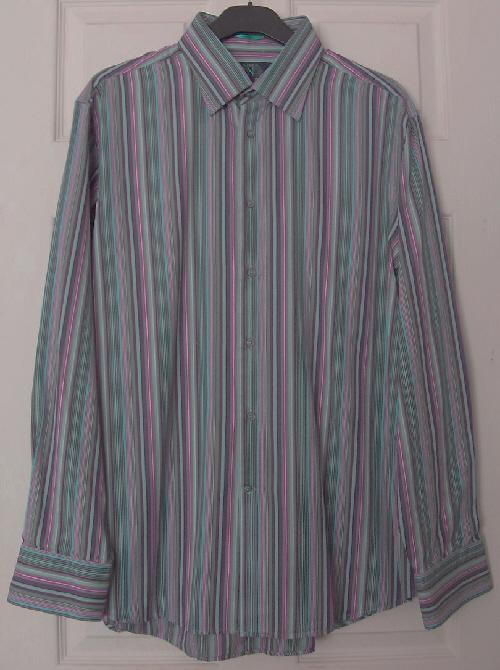 Preview of the first image of Lovely Mens Multicoloured Stripe Shirt By Next - 17" Collar.