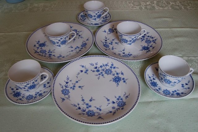 Preview of the first image of Seltmann Pattern 96 & Blue Doris Plates, Cups & Saucers VGC.