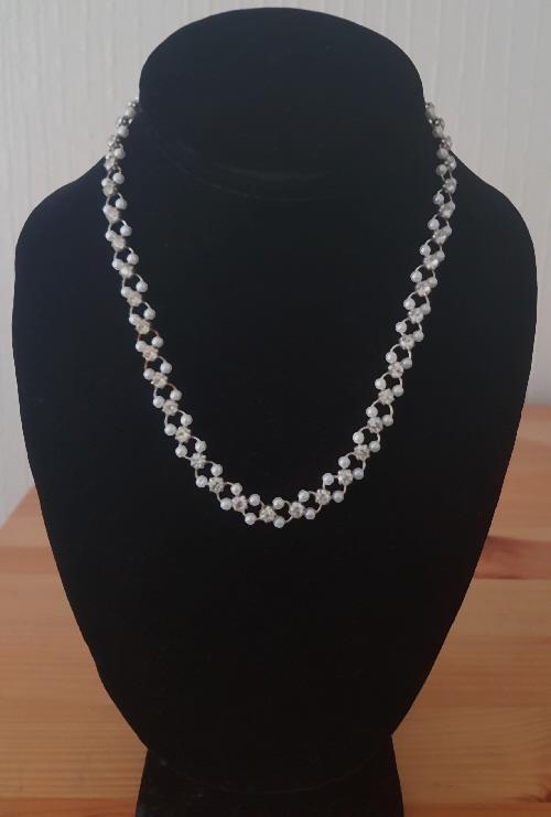 Preview of the first image of Lovely Imitation Pearl & Diamante Necklace.