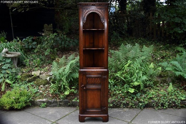 Preview of the first image of A TITCHMARSH & GOODWIN OAK CORNER DISPLAY CABINET CUPBOARD.