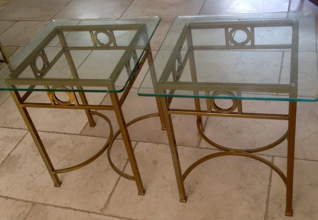 Preview of the first image of two Glass and Brass COFFEE TABLE from 70th BEDSIDE TABLE.