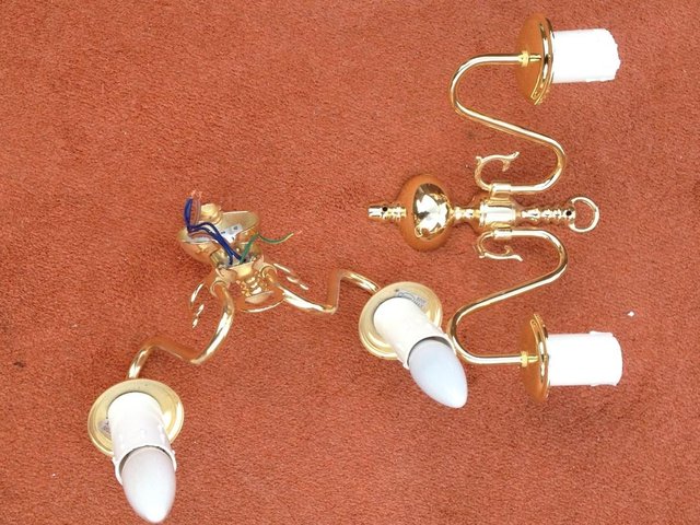 Preview of the first image of Brass Wall Lights with double candle holder bulb fittings.