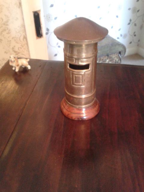 Preview of the first image of antique...brass postbox money box ornament.