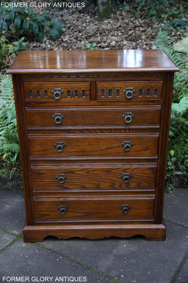 Image 5 of AN OLD CHARM JAYCEE LIGHT OAK TALL CHEST OF DRAWERS STAND